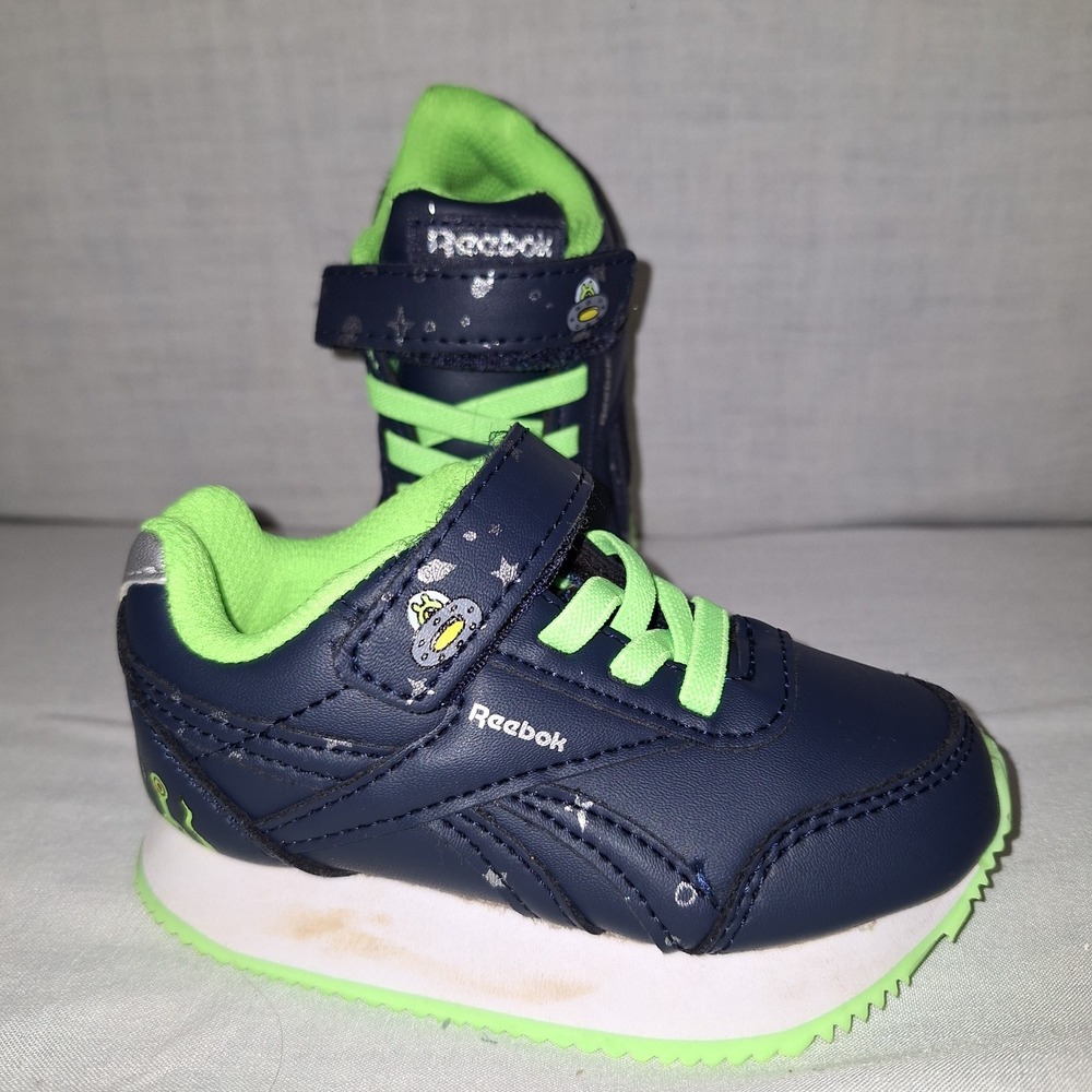 Shoes Sneakers Reebok Baby US 5  Space Infant Toddler Navy Blue Neon Green